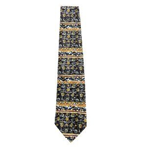 Andrew Scott Men's Handmade Silk Tie Black Gray Gold